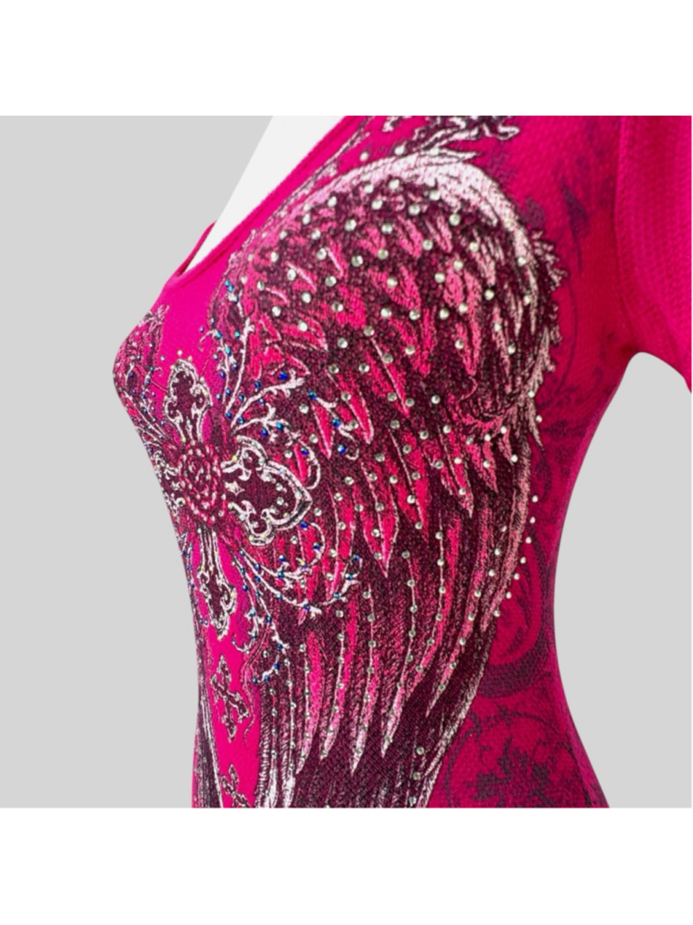 Rhinestone Angel Wings Rose Cross Top S Cyber Y2K Mall Goth From LA By Bus Stop - Picture 5 of 16